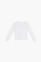 Girls Ruched Button-Front Top (Kids) in White, 9/10