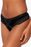 Women's Velvet Lace-Trim Panties in Black Small