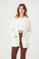 Women's Open-Front Cardigan Sweater in Ivory, XL