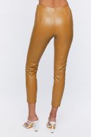 Women's Faux Leather Ankle Pants in Almond Small