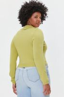 Women's Split-Neck Fitted Sweater in Green Banana, 0X