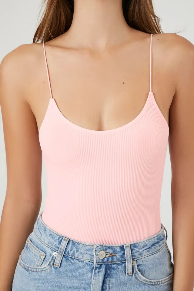 Forever 21 Women's Seamless Cami Lingerie Bodysuit in Pink Pearl