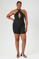 Women's Ribbed Knit Halter Romper