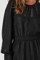 Women's Lace Eyelet Mini Dress in Black Small