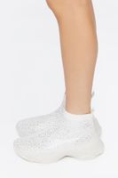 Women's Slip-On Rhinestone Sneakers in White, 9
