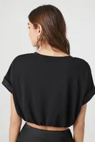 Women's Satin Crop Top in Black Small