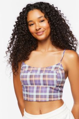 Women's Plaid Lounge Cropped Cami in Sugarplum Medium