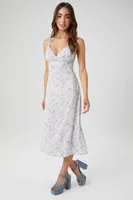 Women's Floral Print Tie-Back Midi Dress Light