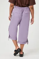 Women's Twill Cropped Cargo Pants in Twilight, 1X