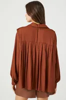 Women's Billowy Pleated Shirt in Rust Medium