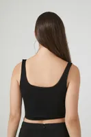 Women's Hook-and-Eye Cropped Tank Top in Black Medium