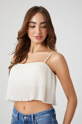 Women's Chiffon Cropped Cami in Cream Medium