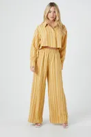 Women's Cropped Stripe Shirt in Goldenrod Medium