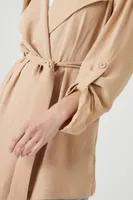 Women's Tie-Waist Trench Coat in Tan Large