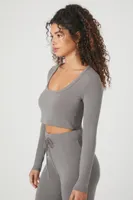 Women's Scoop-Neck Crop Top in Grey, XL