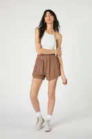 Women's Paperbag High-Rise Shorts in Khaki Large