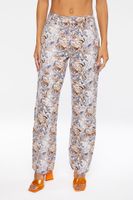 Women's Marble Print Canvas Pants in Taupe Large