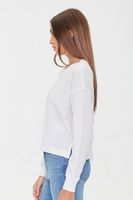 Women's Crew Drop-Sleeve Crop Top in Cream Medium