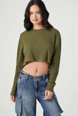 Women's Boxy Ribbed Knit Crop Top