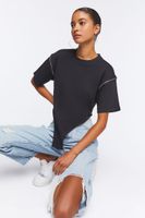 Women's Curved Hem Cropped T-Shirt in Black Small