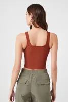 Women's Toggle Drawstring Cropped Tank in Rust Medium