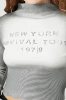 Women's New York Revival Tour Crop Top in Charcoal/White Medium