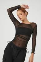 Women's Sheer Mesh Bodysuit in Black Small