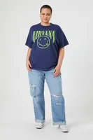 Women's Nirvana Graphic T-Shirt in Blue, 2X