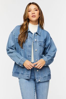 Women's Rhinestone Trucker Jacket in Denim Small