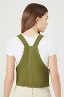 Women's Twill Overall Crop Top in Green Medium