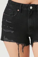 Women's Retro High-Rise Denim Shorts Black,