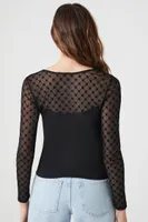 Women's Ribbed Lattice-Sleeve Top