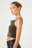 Women's Glitter Knit Cowl Cami in Gold Small