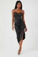 Women's Satin Ruched Bustier Midi Dress