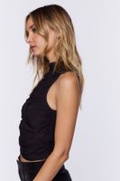 Women's Ruched Sleeveless Crop Top Black,