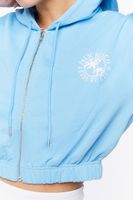 Women's Palm Beach Graphic Zip-Up Hoodie in Blue/White, XL