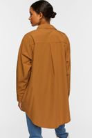 Women's Oversized Longline Poplin Shirt in Cappuccino Small