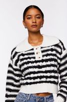 Women's Striped Chelsea Collar Sweater Cream/Black