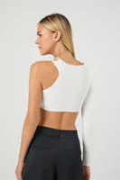 Women's Sweater-Knit Rhinestone Crop Top