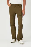 Men Twill Mid-Rise Flare Pants in Olive, 32