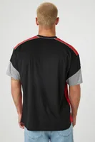 Men Mesh Colorblock V-Neck Top Black,