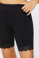 Women's Lace-Trim Biker Shorts in Black Small