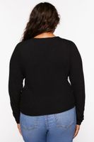 Women's Surplice Long-Sleeve Top in Black, 0X