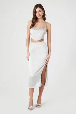 Women's Satin Slip Midi Skirt