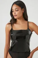 Women's Faux Patent Leather Bodysuit