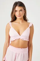 Women's Satin Ruffle-Trim Lounge Bralette