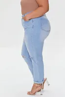 Women's Distressed Boyfriend Jeans Light Denim,