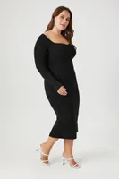 Women's Sweetheart Midi Sweater Dress in Black, 1X