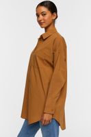 Women's Oversized Longline Poplin Shirt in Cappuccino Small