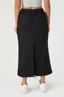 Women's Toggle Drawstring Cargo Midi Skirt in Black Medium